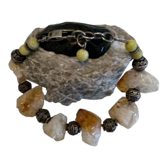 Stunning Raw Citrine Quartz Nugget Bracelet - Picture 4 of 14